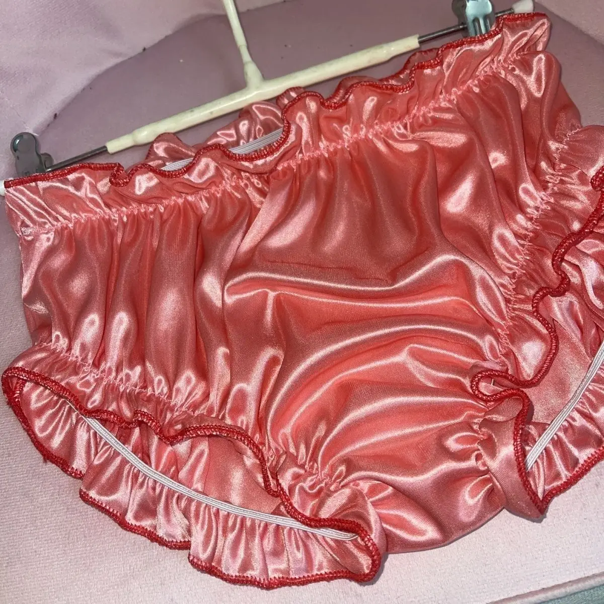 High Elastic Glossy Shiny Ruffles Lingerie Panties Women Men Plus Size Underwear Sexy Briefs