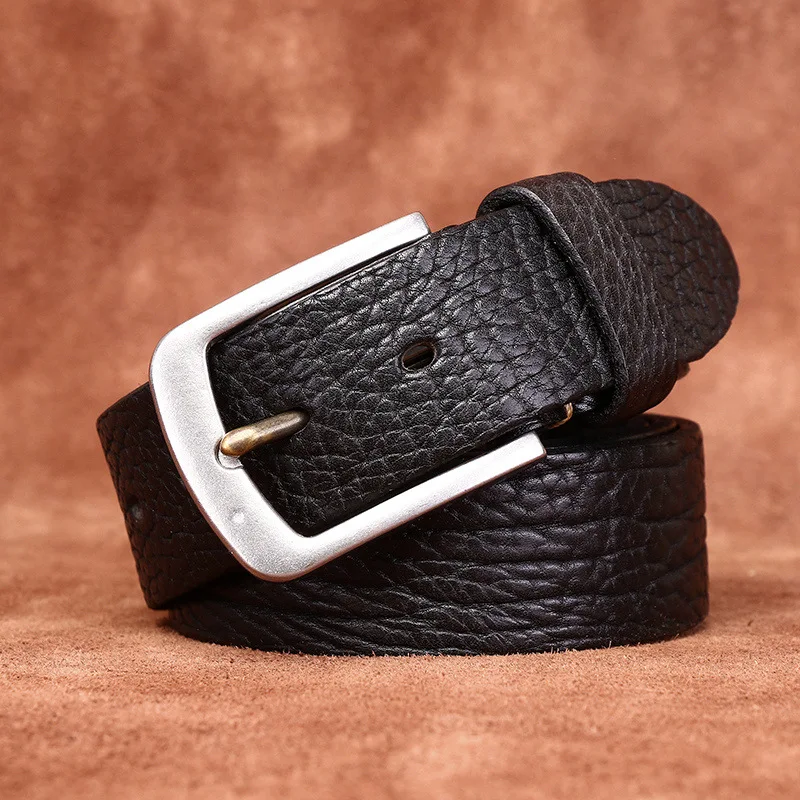 

3.8CM Luxury Genuine Leather Belt for Men High Quality Stainless Steel Buckle Jeans Cowskin Embossing Casual Belts Cowboy Male