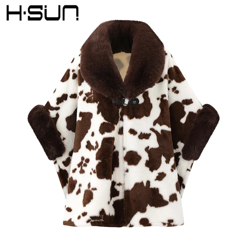 Winter New Women's Cape Coat Furry Collar Metal Buckle Warm Loose Fit Trendy Elegant Versatile Commute Casual Daily Wear Cloak