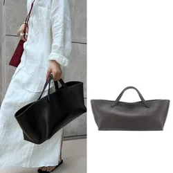 Extremely simple style 2024 new cowhide commuting large capacity tote bag, high-end and minimalist handbag