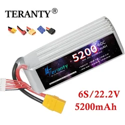 TERANTY-batería Lipo 6S de 5200mAh, 22,2 V, 60C, Softcase con enchufe EC5 XT60 T XT90 para tanque, coche, tren, Buggy, barco, piezas de modelos RC