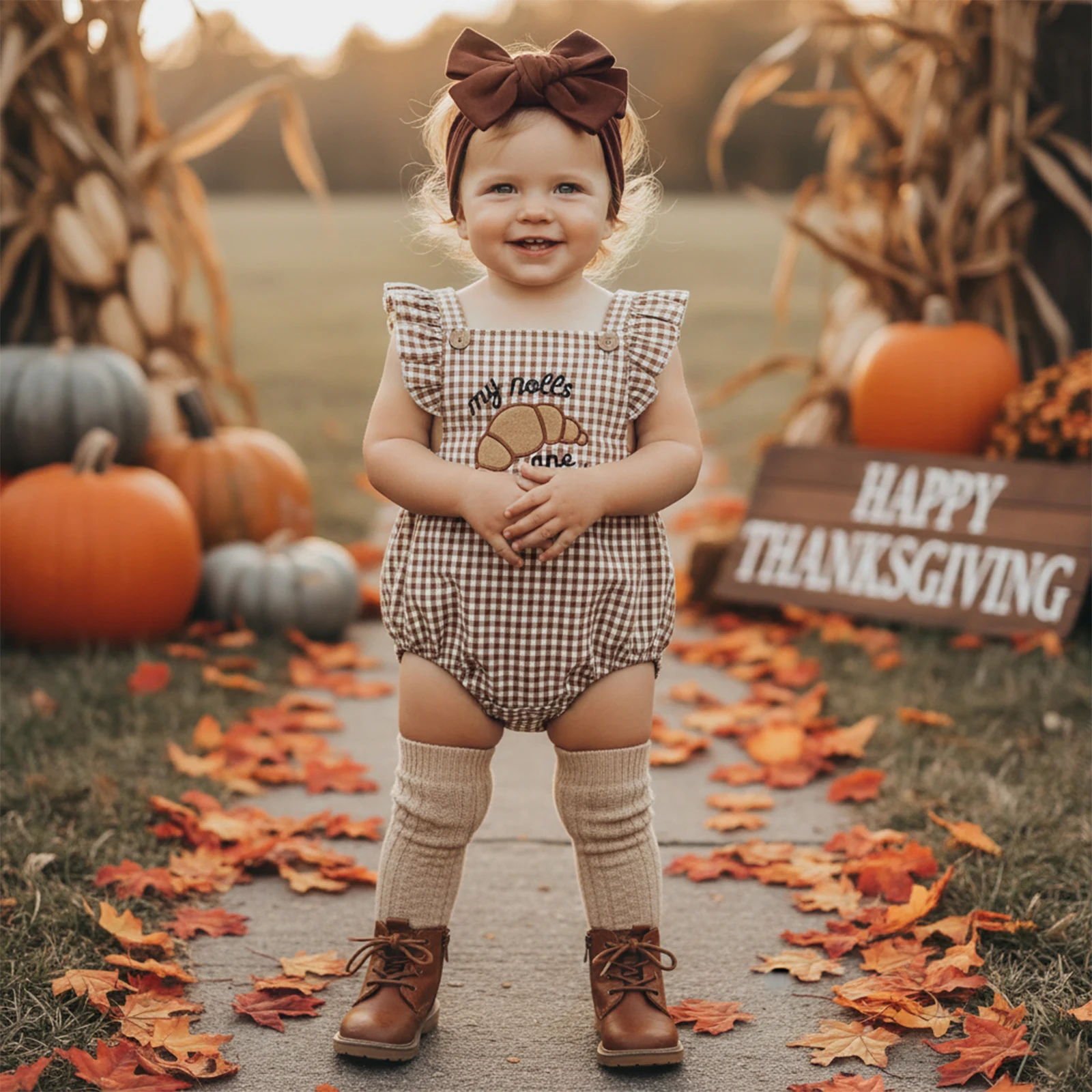 طفلة الخريف الزي رسالة الخبز التطريز منقوشة تحلق كم رومبير مع عقال 2 قطعة مجموعة