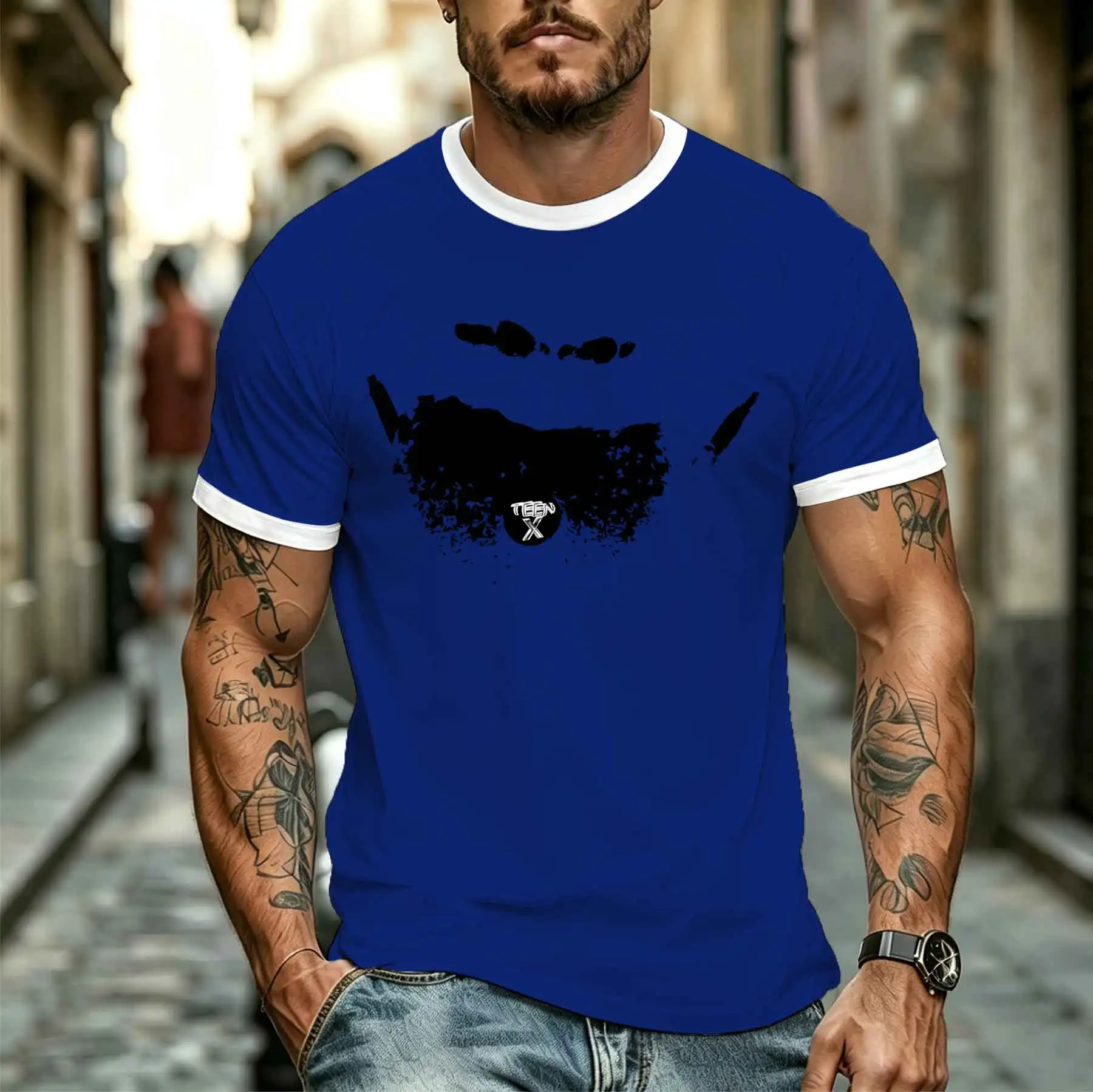 2026 new model Tee Stylish Comfortable Men's TEEN X Blast Print T-Shirt Trendy Street Style Loose Fit Crew Neck Casual Short Sle