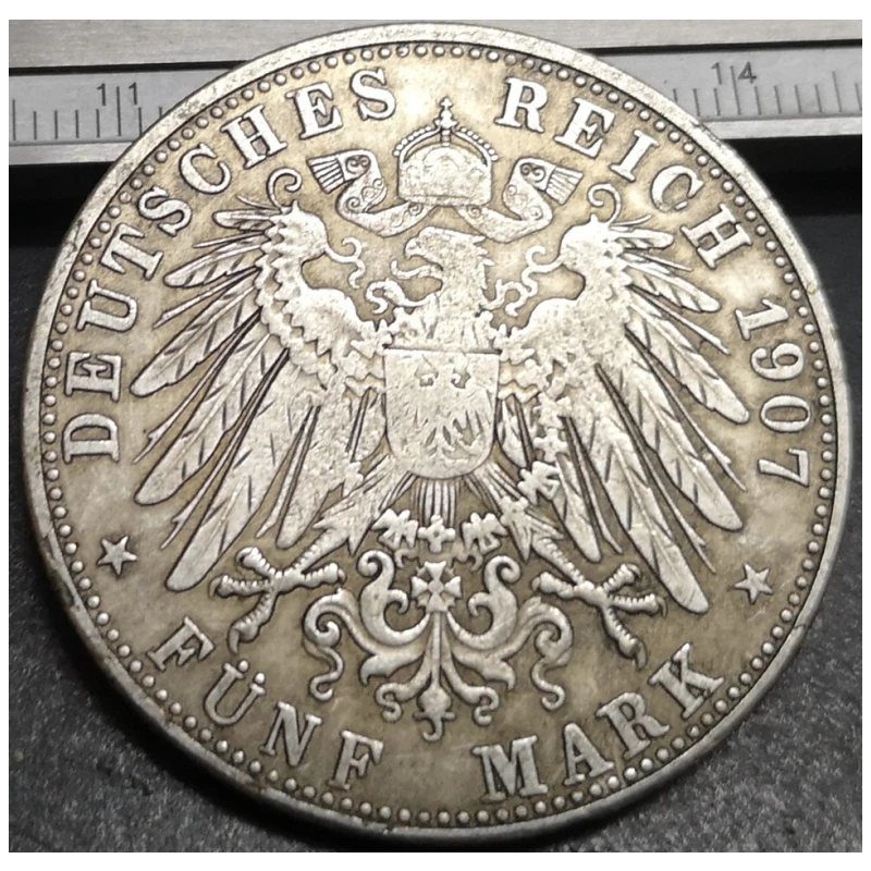 1907-A Duchy of Saxe-Coburg and Gotha 5 Mark-Karl Eduard Silver Plated Copy Rare coin