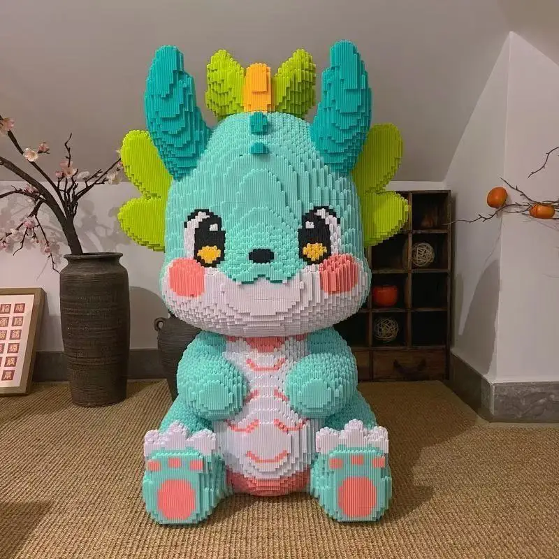 2026 New Peach Blossom Dragon Rabbit Animal Micro Diamond Building Block Brick Toys For Kids Adult Decompression Home Ornament