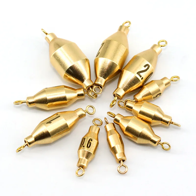 Brass Sinker Fishing Tackle Accessories Anti-Corrision 360 Degree Rotation Two Swivels Copper Weight Down Sinker Incline Surface