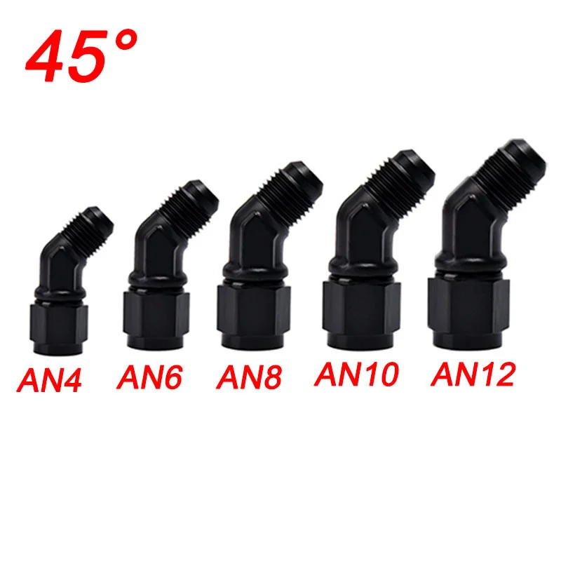 2Pcs Aluminum AN4/6/8/10/12 Male To AN Female 45/90 Degree Swivel Coupler Union Apapters Fitting Fuel Oil Transformation Fitting