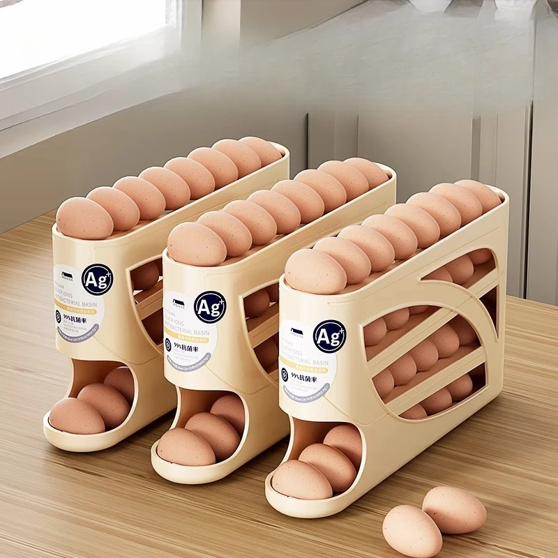 Rolling Slide Style Egg Storage Box, Food Grade Refrigerator Egg Preservation Box