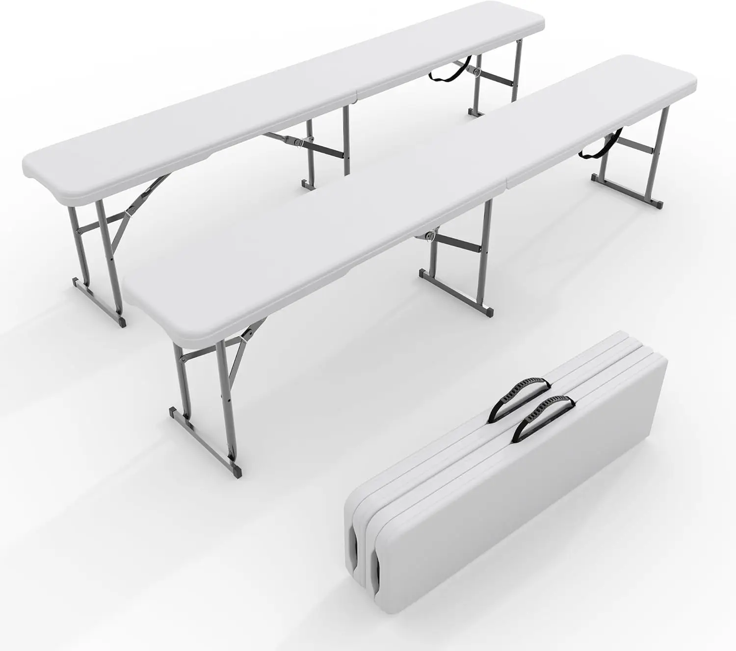 

Portable Folding Bench 6 Foot 2 Pack, Plastic Foldable Bench HDPE with Carrying Handle for Outdoor Picnic Camping Party Sports