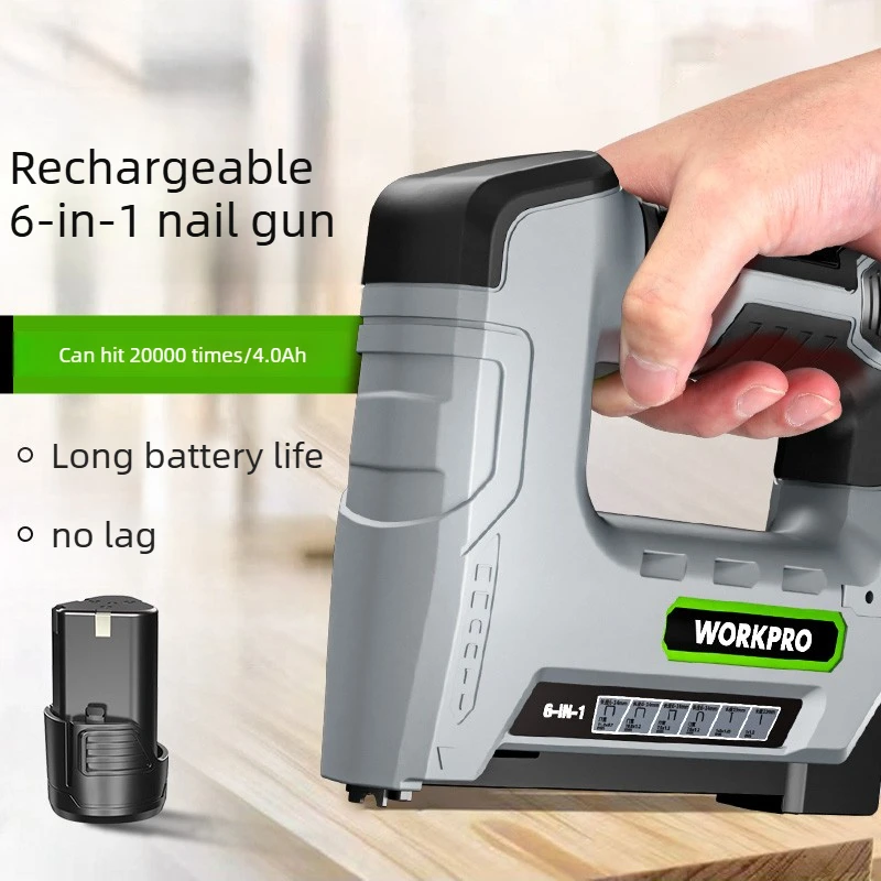 6 in 1 Electric Nailer F15 Lithium Battery Powered Staple Gun for Woodworking