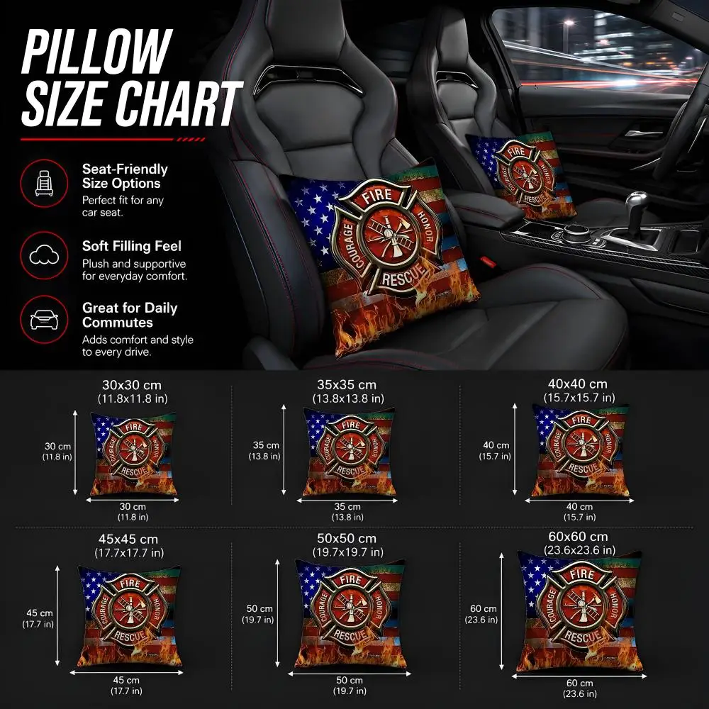 Firefighter Department Logo Rescue Soft Cute  Soft Plush  Double Print and Invisible Zipper for Sofa Home Car Use Cushion Cover