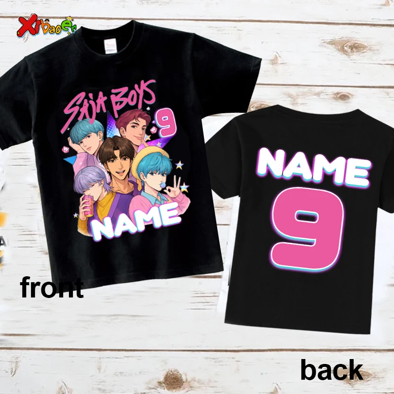 Kpop Saja بنين عيد ميلاد فتاة قميص 7th عيد ميلاد الزي تي شيرت الاطفال مطابقة وتتسابق عيد ميلاد الفتيان تي شيرت الفتيات قمصان 6th 5th