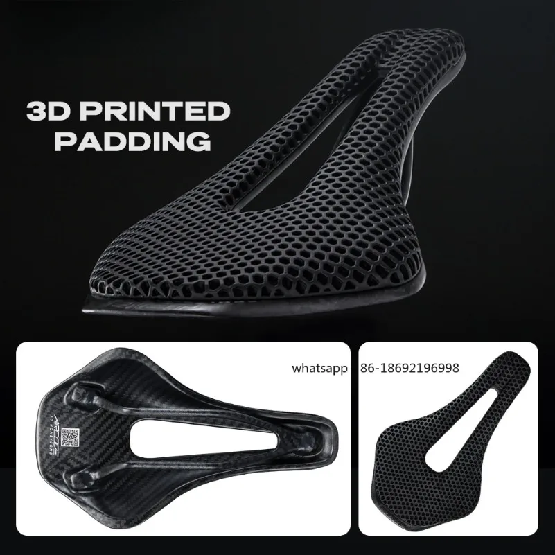 RYET 3D Printed Bicycle Saddle Ultralight Carbon Fiber Hollow Comfortable Breathable MTB Gravel Road Bike Cycling Seat Parts