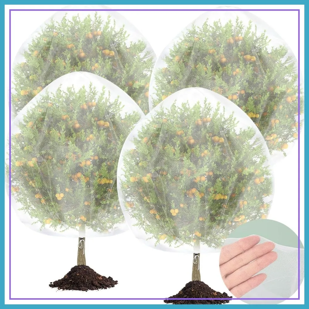

4PCS Fruits Tree Netting, 7.5 x 5.2 ft Ultra-Fine Mesh with Drawstring, Bird Netting for Garden Plants