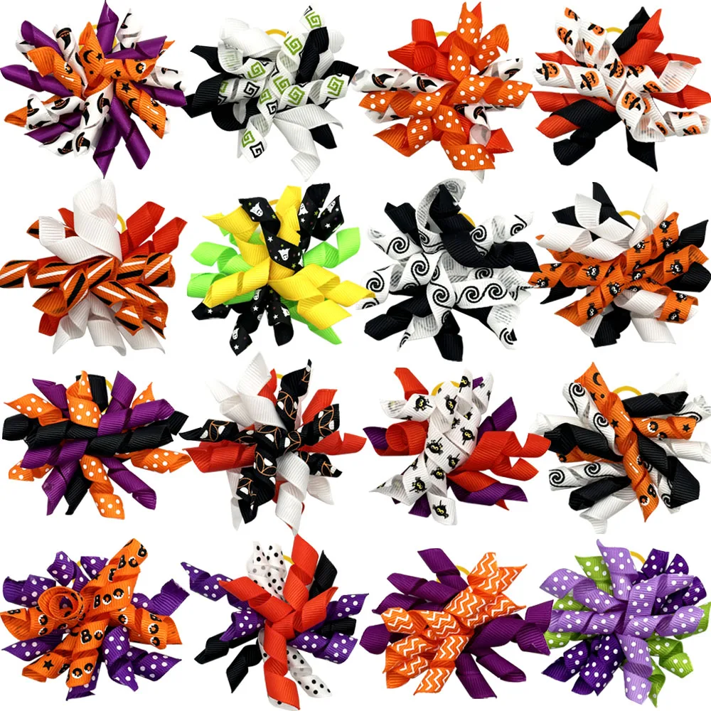 50/100pcs Pet Dog Puppy Cat Hair Bows for Halloween Halloween Ribbon Volumes Dog Grooming Accessories Pet Supplies