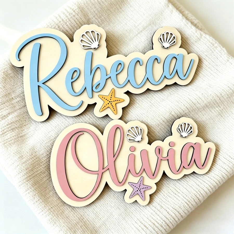 1pc Customized Ocean Themed Wooden Brand,Available in Multiple Colors,Suitable for Home Wall Decoration,Parties,and Birthday Gif