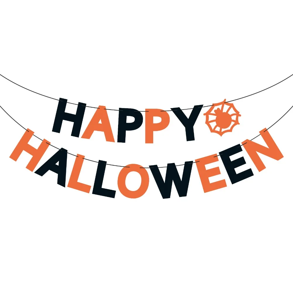 Funny Happy Halloween Banner Celebration Reusable Halloween Paper Pull Flag Durable Handmade Party Decor Pull Flag