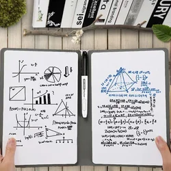 Cahier de tableau blanc réutilisable en cuir A5, stylo de tableau blanc gratuit, gril effaçable, licence hebdomadaire, cahiers de bureau portables