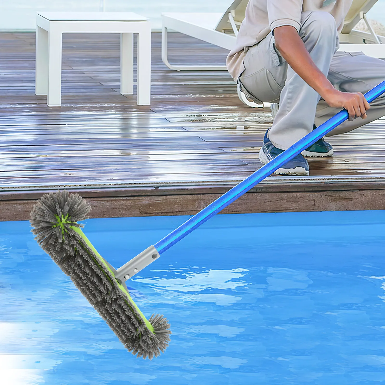 Professional Pool Brush Head Replacement for Swimming Pool Cleaning Plastic Scrub Brush with Scientific Design for Stubborn Moss