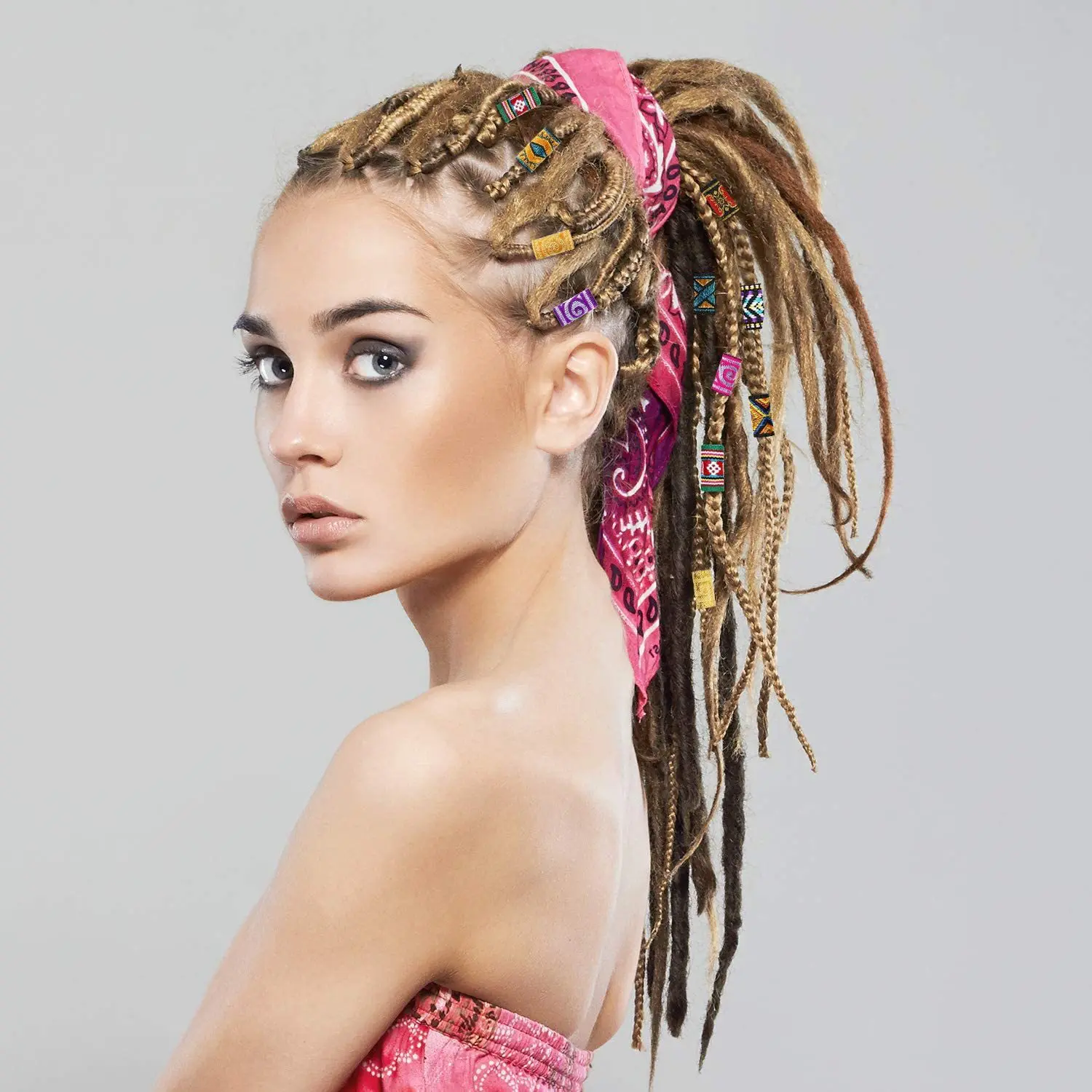 

24 Pcs Acrylic Dreadlock Tube Beads African Braiding Set Hair Extensions Jewelry DIY Non Rust Smooth Easy Install