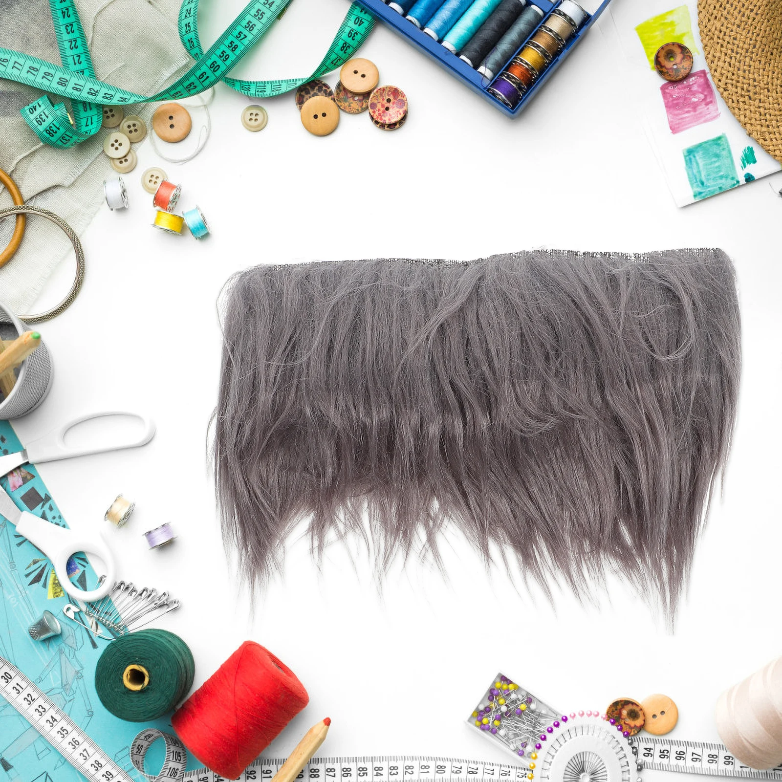 

4Pcs Acrylic Polyester Artificial Fabric Set Shaggy DIY Gnome Beard Hair Costume Craft Faux Faux Fabric