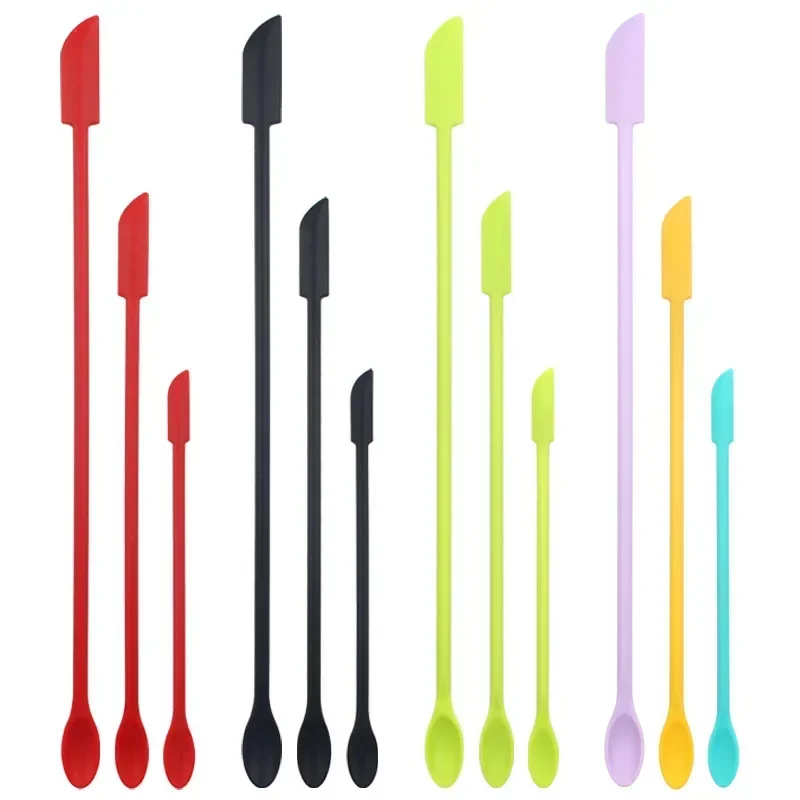 Cosmetic Bottle Silicone Mini Scraper 3-Piece Set Double-End Spatula for Baking Jam and Cream