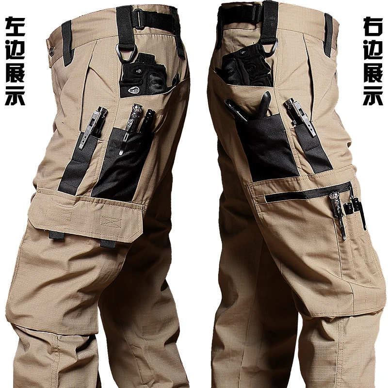 2025 Summer and Autumn Men's Army Green Camouflage Black Five-point Outdoor Cargo Pants Men's Gray Khaki Multi-pocket Long Pants