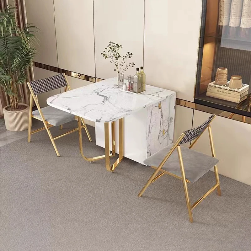 Folding Dining Table 8-10 People Table Set 1.6m Square Table With Chair Set Furniture For Dining Room Apartment Living Room