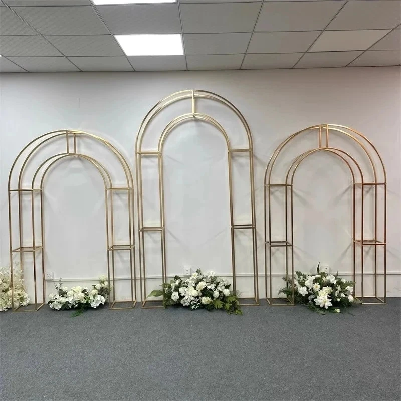 

Golden Arc Arch for Wedding Stage Decoration, Latest Iron Screen, Background Frame, Welcome Area, 1Pc, 3Pcs