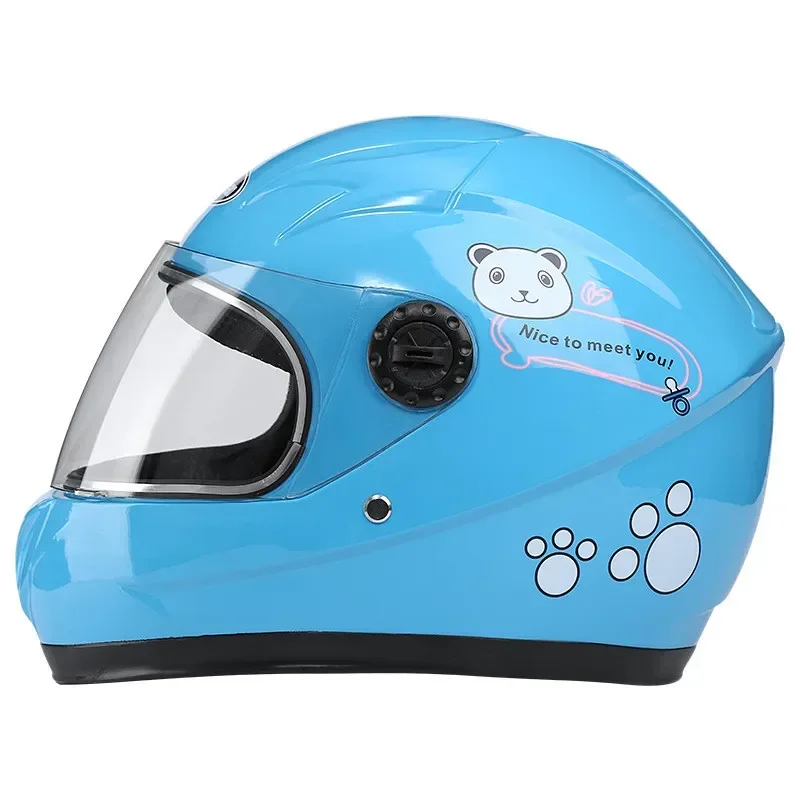 Cute Cartoon Kids Motorcycle Helmet Detachable Full Face Helmet Suitable for All Seasons Children Sports Safety for Cycling