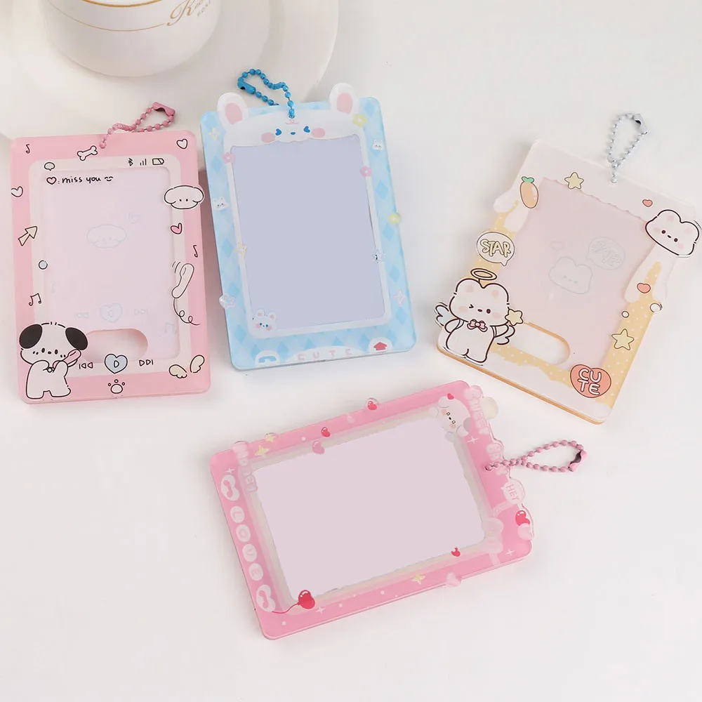 Cartoon Acrylic Brick Stand Photo Protection Pendant Photo Holder Card Display Stand Card Sleeve Cute Sweet Desktop Decor
