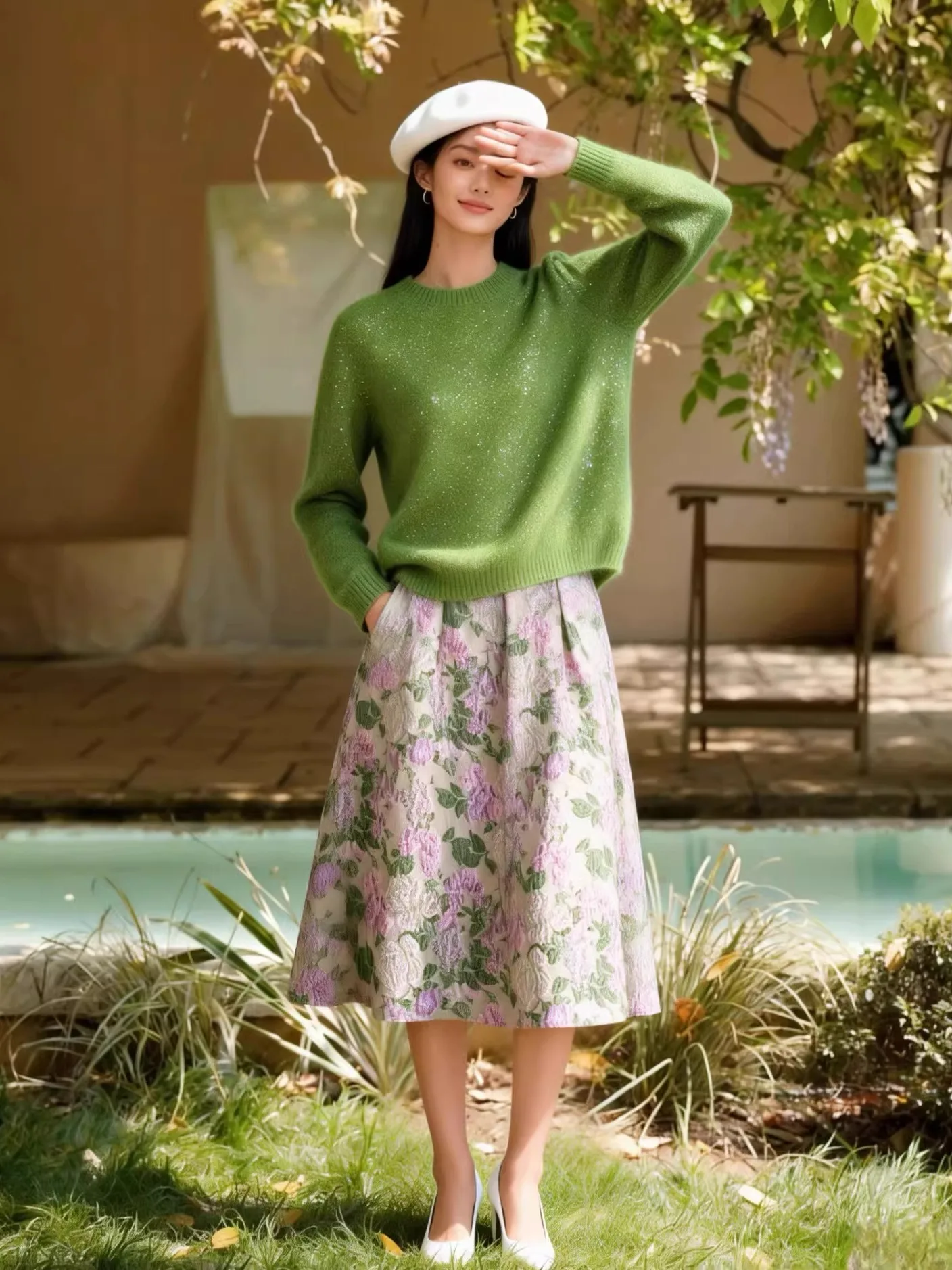 

Chunye Spring Field New Chinese Style Floral Embroidery A-Line Maxi Skirt Fairy Atmosphere Ceremony Dress Women's Fashion