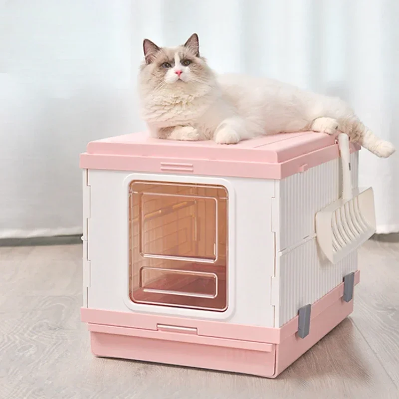 Enclosed Cat Sandbox Convenient Drawer Design Folding Cat Litter Box Non-slip Home Supplies for Cats New Arrivals Genuine