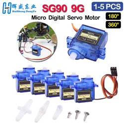 1-5pcs SG90 9G Micro Digital Servo Motor 180/360Degree Fixed-Wing Micro Gear Servo Motor for Rc Helicopter Toy Airplane Aircraft