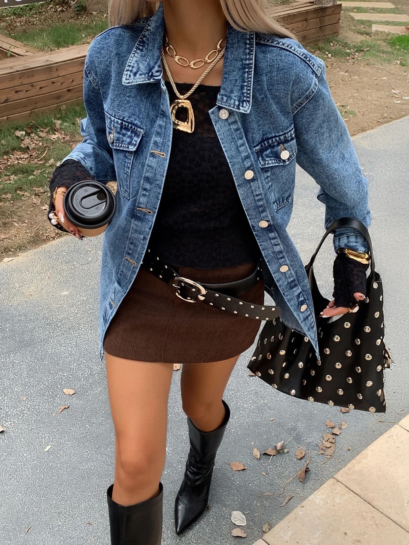 سترة نسائية فضفاضة من قماش الدنيم للربيع والخريف بأكمام طويلة تناسب الجميع