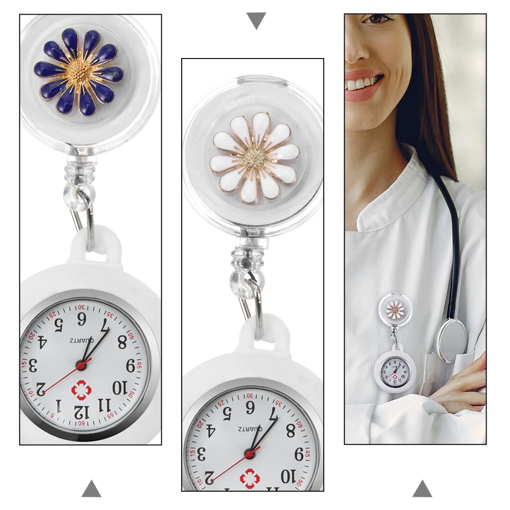 

2pcs Clip-On Nurse Watches Pocket Hanging Retractable Doctor Large Dial Gift Watches For Birthday Christmas Graduation Women