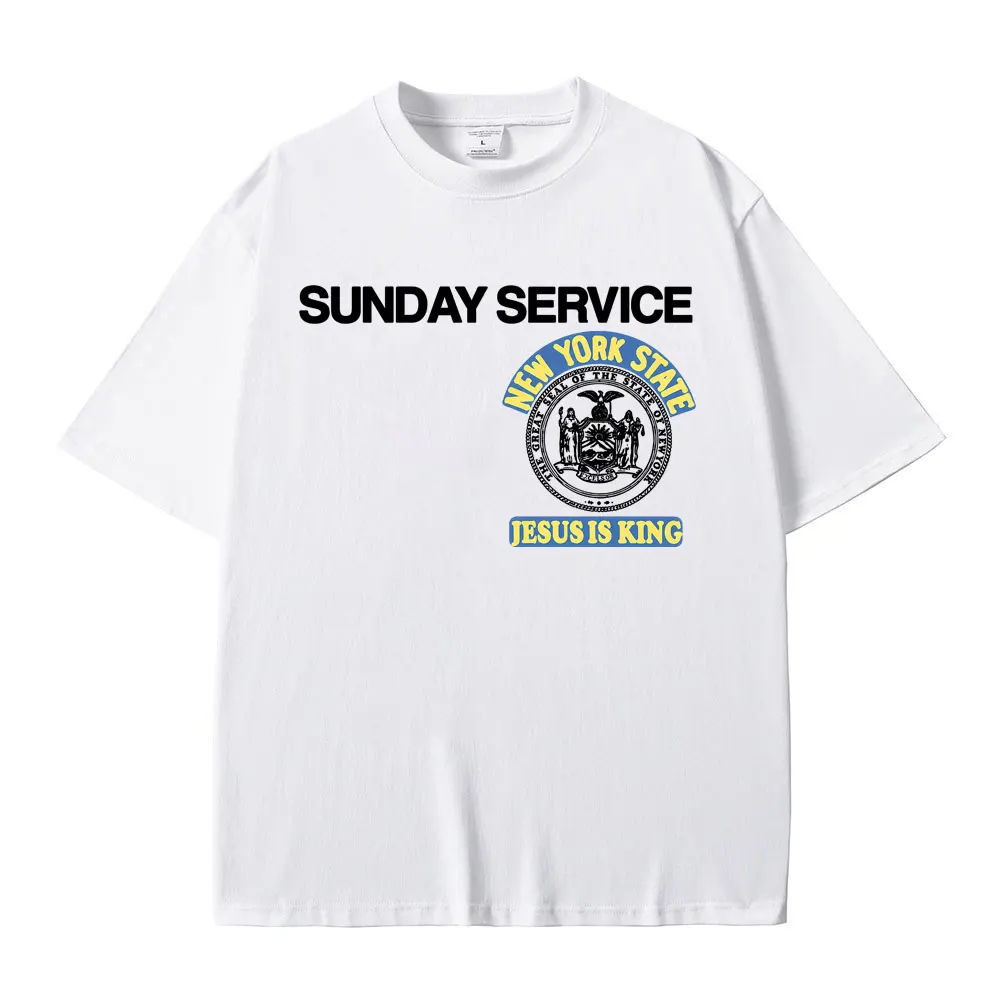 Rapper Kanye West Sunday Service Jesus Is King T-Shirt im gleichen Stil, bedruckt, Herren Hip-Hop Oversize T-Shirts, Herren 100% Baumwoll-T-Shirt – Detail 6