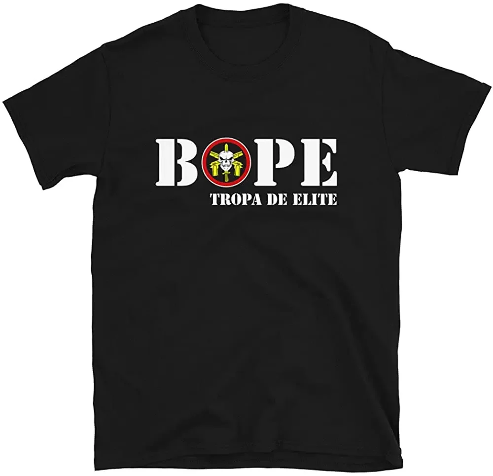 Camiseta da unidade tática da polícia Brasil Specia Force BOPE. Algodão de alta qualidade, tamanhos grandes, top respirável, camiseta casual solta