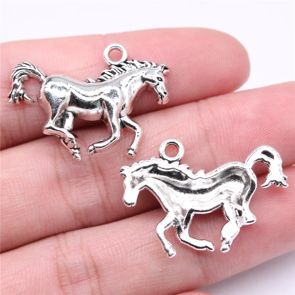 

50pcs Charms Wholesale 30x22mm Horse Charms Antique Silver Color For Jewelry Making DIY Jewelry Findings