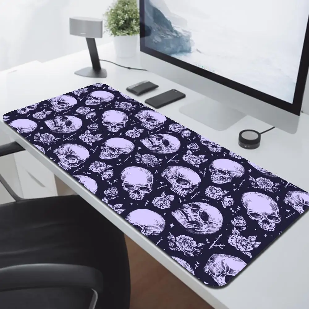 American Flag Skull Mouse Pad Large Gaming Desk Pad with Stitched Edges Waterproof and Non-Slip Suitable for Home Office