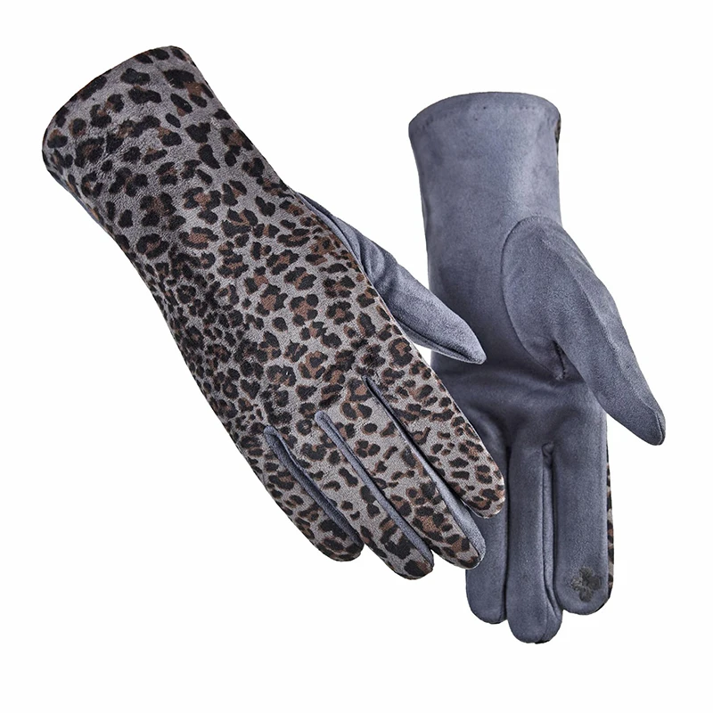 Fashion Sexy Leopard Print Gloves Women Plus Velvet Thick Mittens Outdoor Cycling Driving Windproof Keep Warm Gloves Female G234