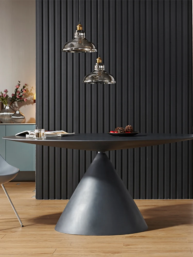 Creative dining table, rock board, modern, simple, light and luxurious high-end round table