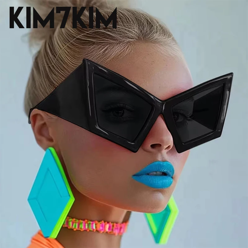 Oversized Cat Eye Women Sunglasses 2024 Luxury Brand Designer Big Frame Vintage Eyewear Y2K Punk Sun Glasses For Female UV400