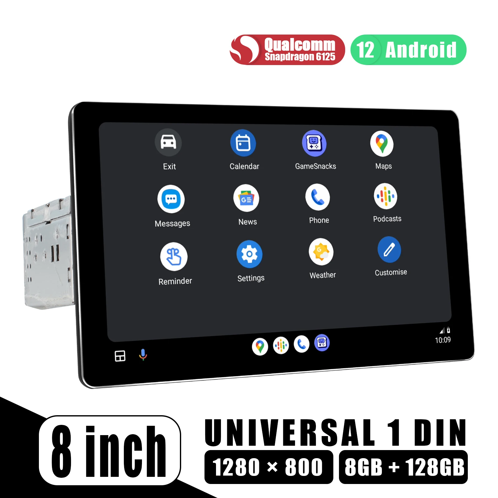 JOYING 8 Inch Android Car Radio Stereo Single Din HD1280*800 Universal Head Unit Andriod Auto Carplay Full Touch Screen