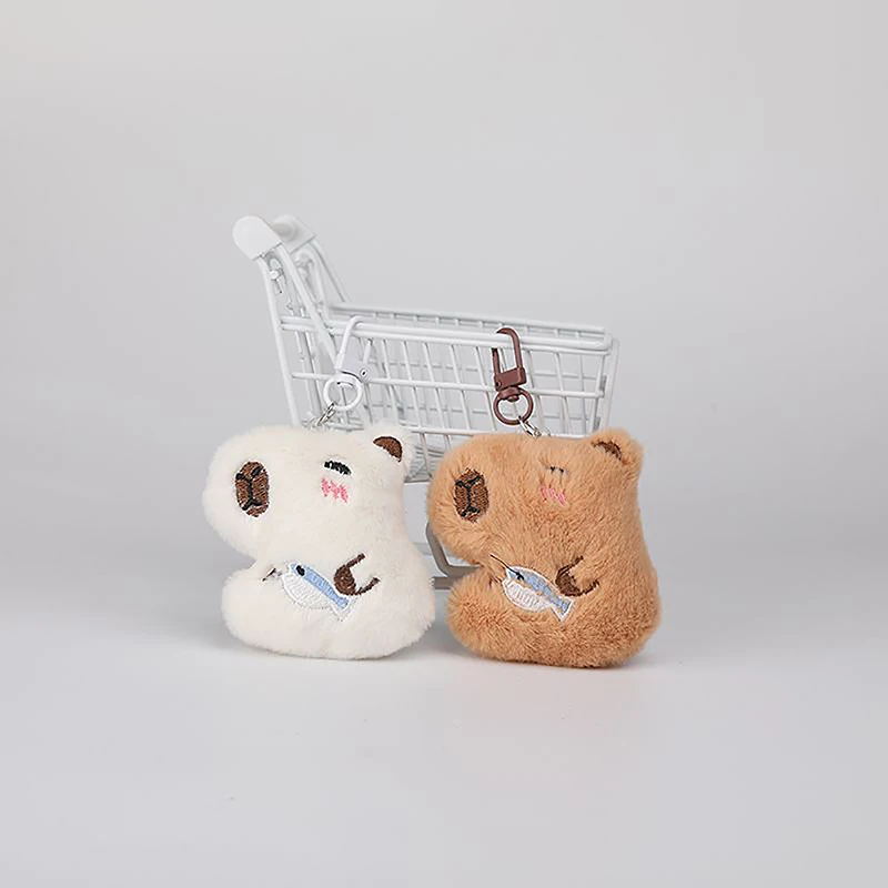 Squeak Capybara Plush Keychain, criativo recheado animal boneca chaveiro, saco bonito pingente, mochila pendurada decoração