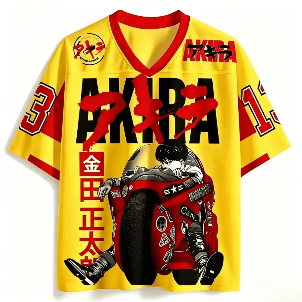 Modisches Akira 3D-gedrucktes, atmungsaktives, schnell trocknendes Sport-T-Shirt mit V-Ausschnitt für Herren und Damen – Outdoor-Hip-Hop-Y2K-Trend-Familienmantel – Detail 6
