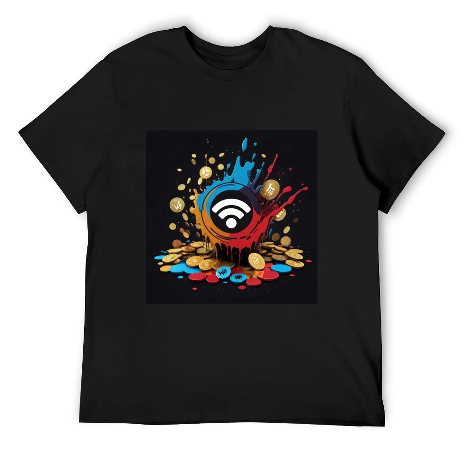 

Crypto : WiFi Coins Radiating Wealth T-Shirt blue lock funny shirt cotton Anime t-shirt men clothing
