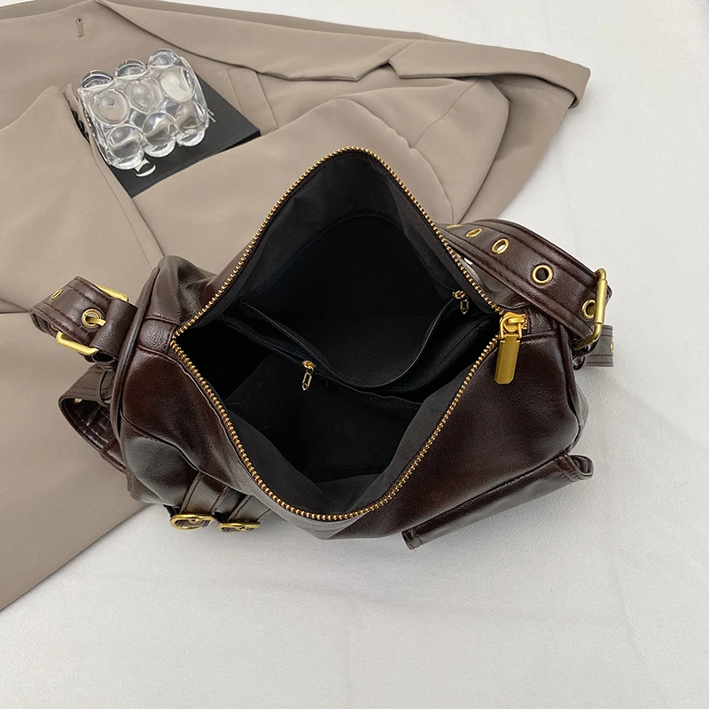 Large Capacity Black Shoulder Bags For Women Large Shopper Bag Solid Color Soft Leather Crossbody Handbag Lady Travel Tote Red image 5
