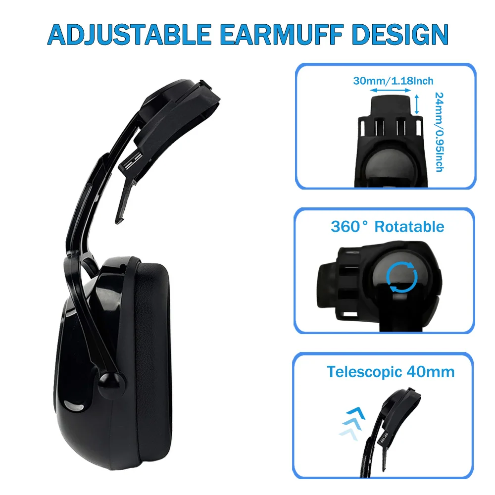 CE Hanging Type Earmuffs for Safety Helmet Construction Work Hearing Protection Railway Noise-proof Ear Protector for Hard Hat