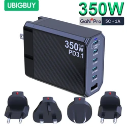 350W PD3.1 Charger GaN3 Desktop Fast Charging Station 140W USB Type C PD PPS Power Adapter for MacBook Pro 16” Samsung iPhone 15